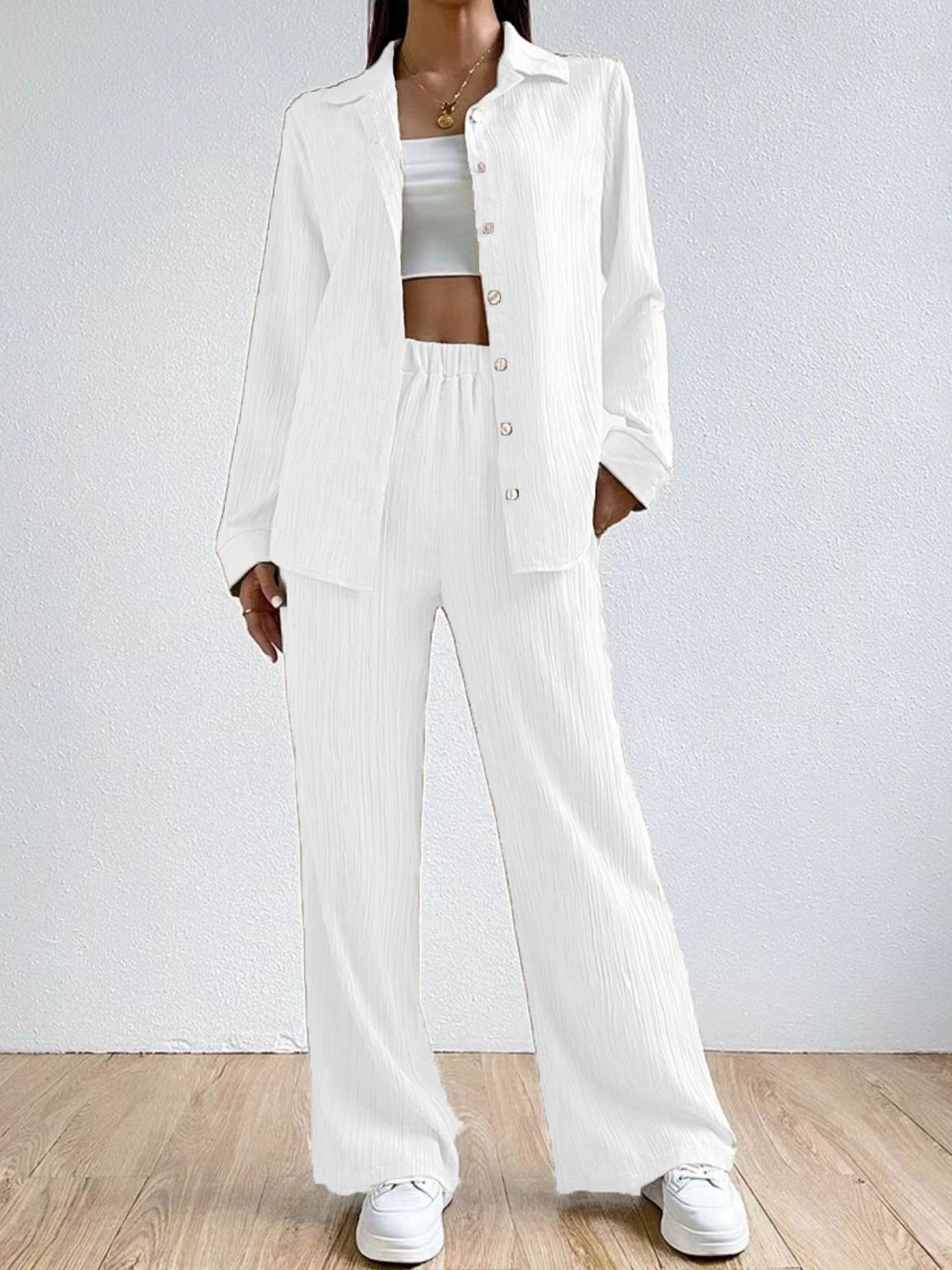 Drawstring Trousers Fashion Casual Two-piece Suit